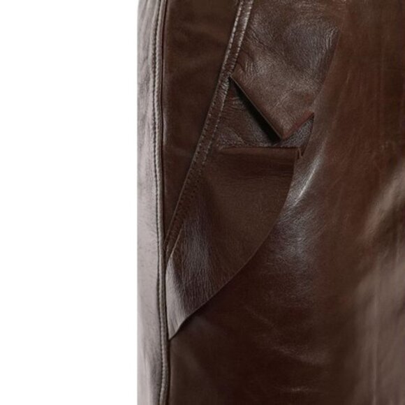 NWOT Sandro brown leather ruffle accent mini skirt, M - Picture 11 of 14